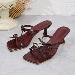 KissICON Wine Red High Heels Sandals Women 2025 Summer