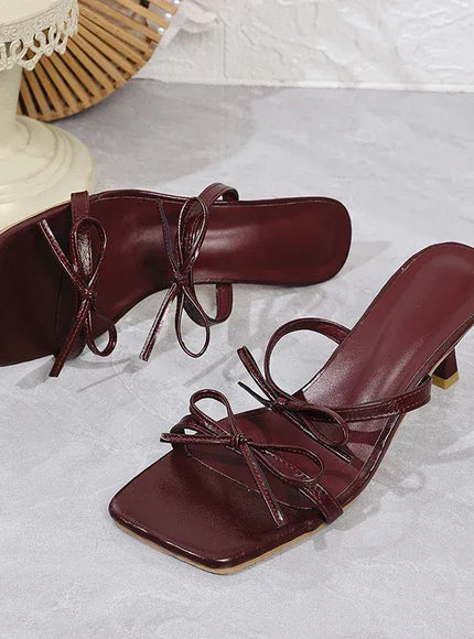 KissICON Wine Red High Heels Sandals Women 2025 Summer