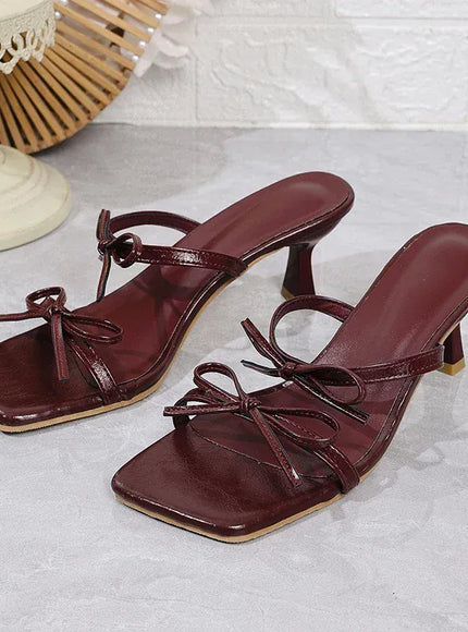 KissICON Wine Red High Heels Sandals Women 2025 Summer