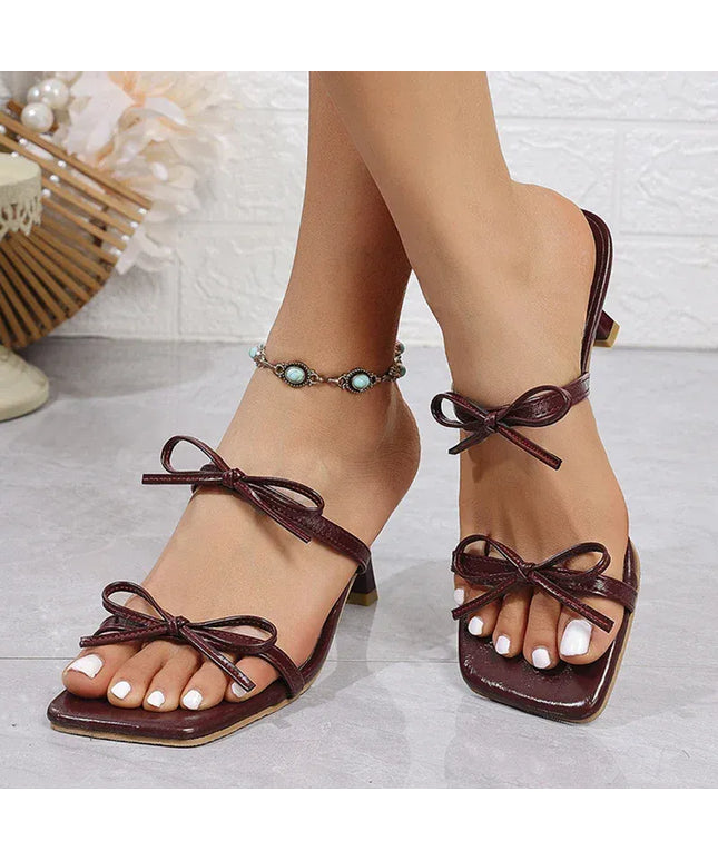 KissICON Wine Red High Heels Sandals Women 2025 Summer