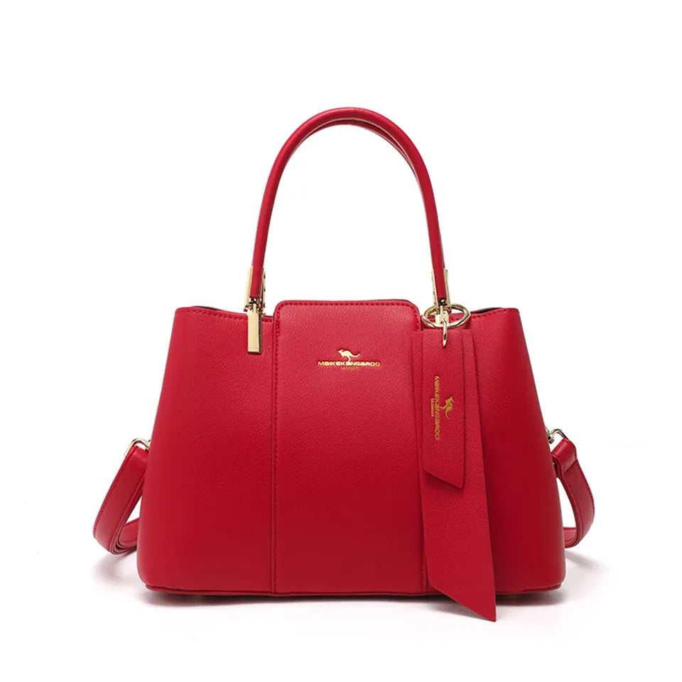 Dropshipman Wine Red Luxury Handbag Fashion Print Large Capacity Soft Leather Women Shoulder Crossbody Bag Leisure Designer Ladies Purses and Handbag