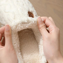 KissICON Winter Fluffy Shoes Women Cotton Slippers Cartoon Bear