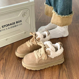 KissICON Winter New Style Womens Retro Lace-up Round Toe