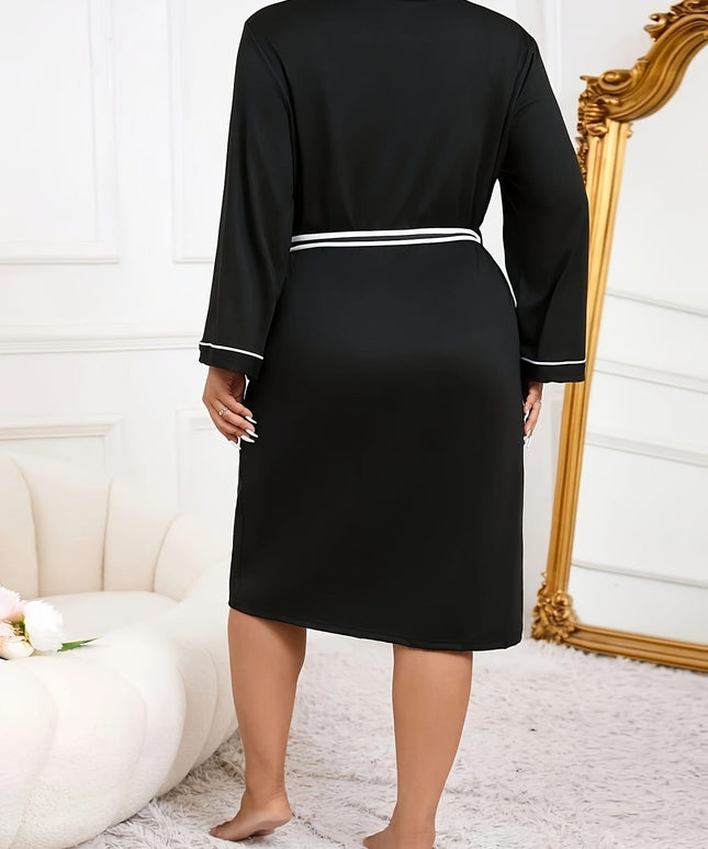 KissICON Winter Robe Black Plus Size Women's Loungewear