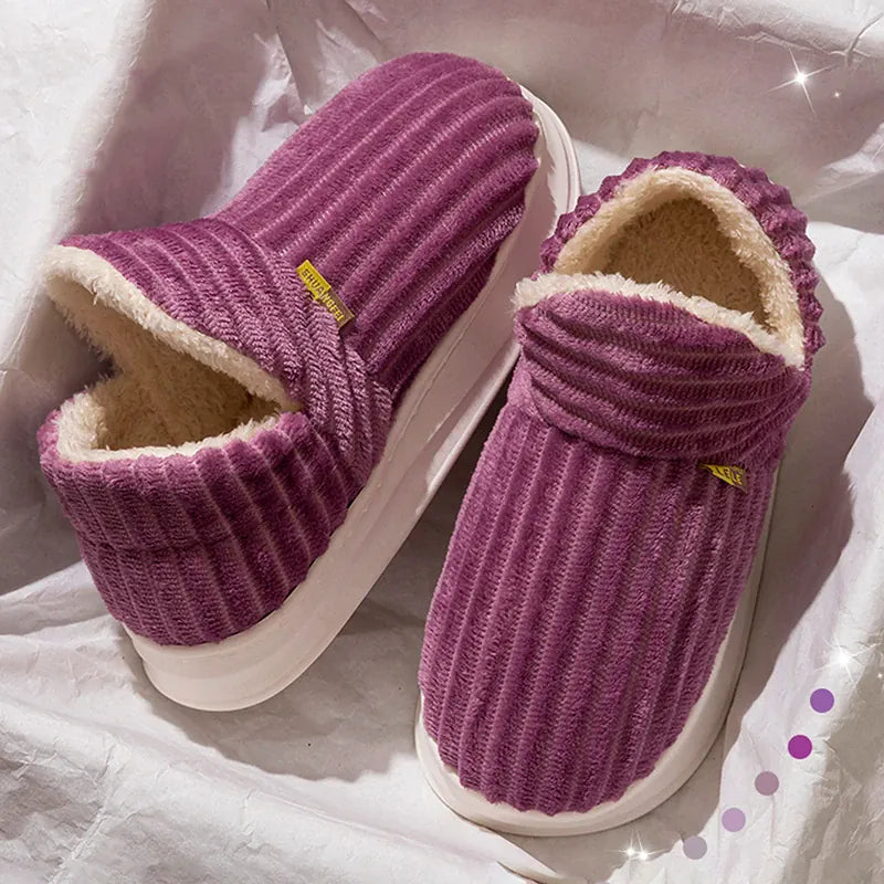 KissICON Winter Warm Indoor Cotton Padded Shoes Women Thicken