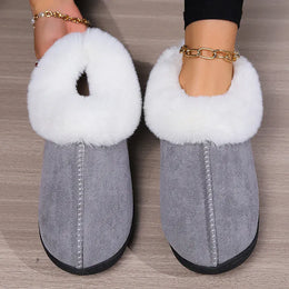 KissICON Winter Warm Indoor Flurry Slippers Women Faux Suede