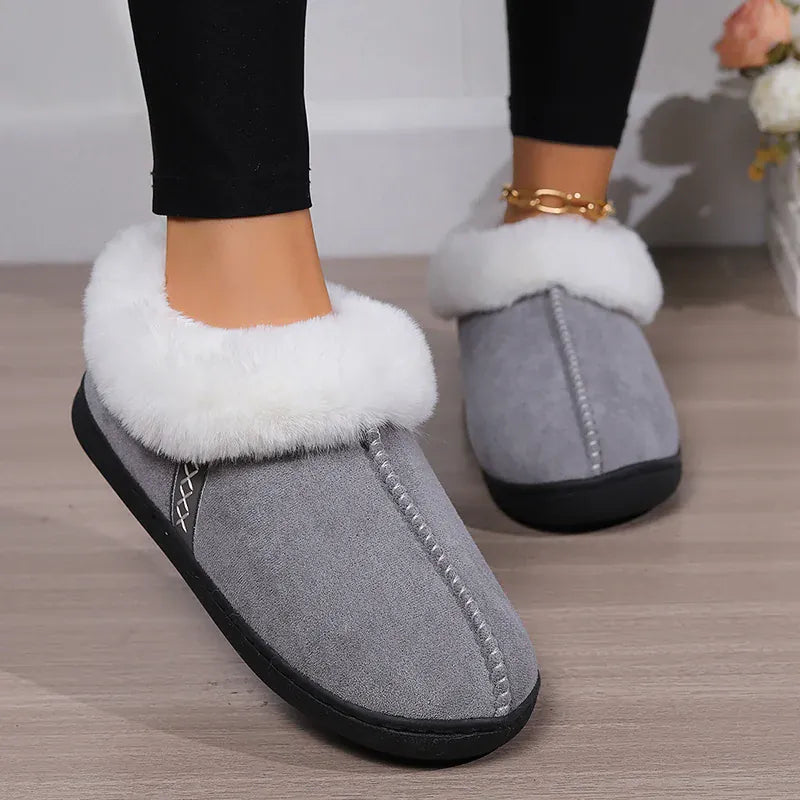 KissICON Winter Warm Indoor Flurry Slippers Women Faux Suede