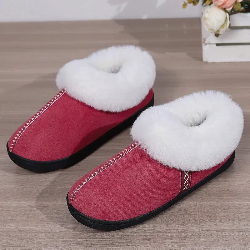 KissICON Winter Warm Indoor Flurry Slippers Women Faux Suede