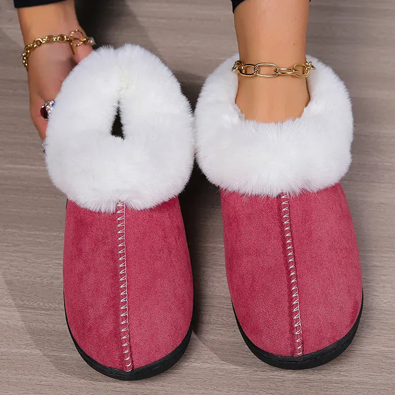 KissICON Winter Warm Indoor Flurry Slippers Women Faux Suede