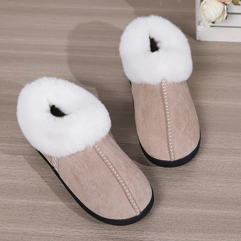 KissICON Winter Warm Indoor Flurry Slippers Women Faux Suede