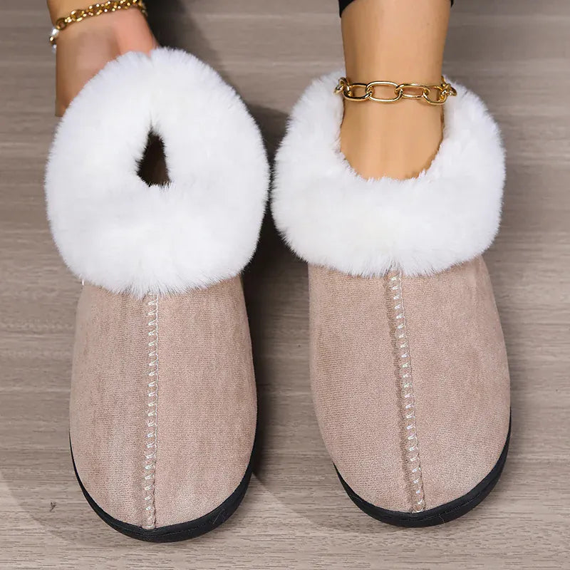KissICON Winter Warm Indoor Flurry Slippers Women Faux Suede