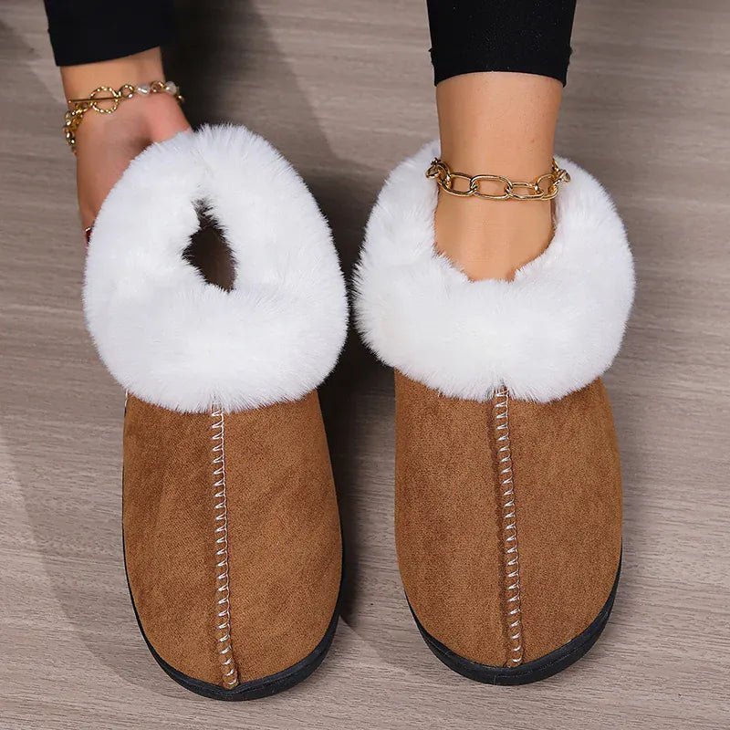 KissICON Winter Warm Indoor Flurry Slippers Women Faux Suede