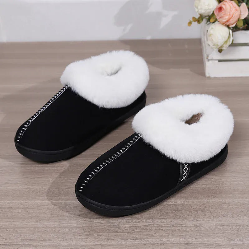 KissICON Winter Warm Indoor Flurry Slippers Women Faux Suede