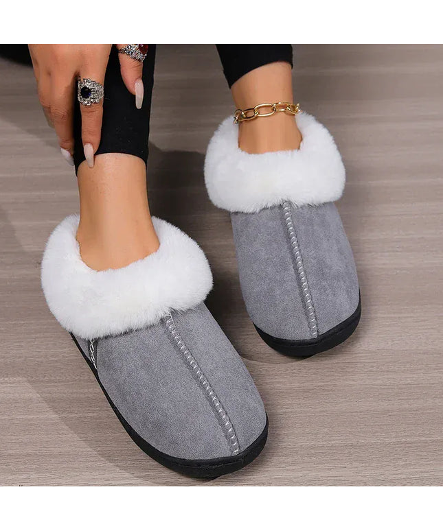 KissICON Winter Warm Indoor Flurry Slippers Women Faux Suede