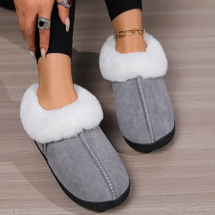 Winter Warm Indoor Flurry Slippers Women Faux Suede