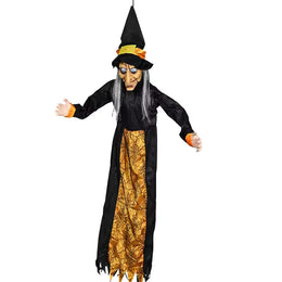 KissICON witch Halloween Decor Talking Witch Outdoor Spooky Animatronic Witch Decor Prop Red Eye Animated Witch Home Festival Decor
