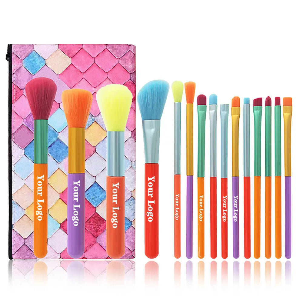 KissICON With Bag A KissIcon Colourful 15pcs Makeup Brush Set - Gift