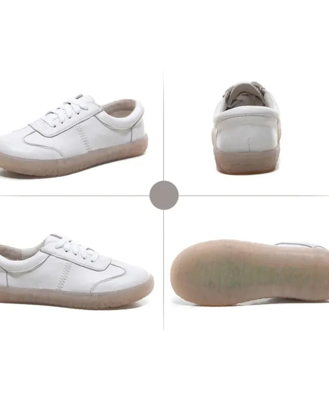 Dropshipman WOIZGIC Gril Women's Ladies Female Woman Genuine Leather White Vulcanized Shoes Flats Sneakers Platform Lace Up soft four season