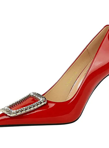 KissICON Woman 10cm High Heels Patent Leather Shallow Mouth