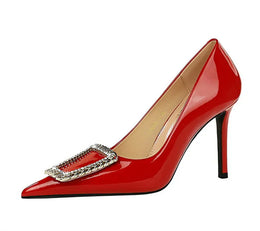 KissICON Woman 10cm High Heels Patent Leather Shallow Mouth
