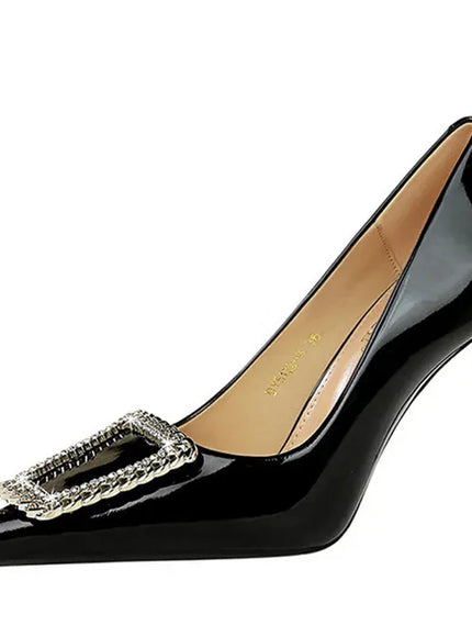 KissICON Woman 10cm High Heels Patent Leather Shallow Mouth