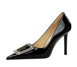 KissICON Woman 10cm High Heels Patent Leather Shallow Mouth