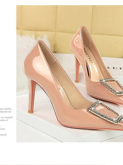 KissICON Woman 10cm High Heels Patent Leather Shallow Mouth