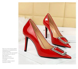 KissICON Woman 10cm High Heels Patent Leather Shallow Mouth