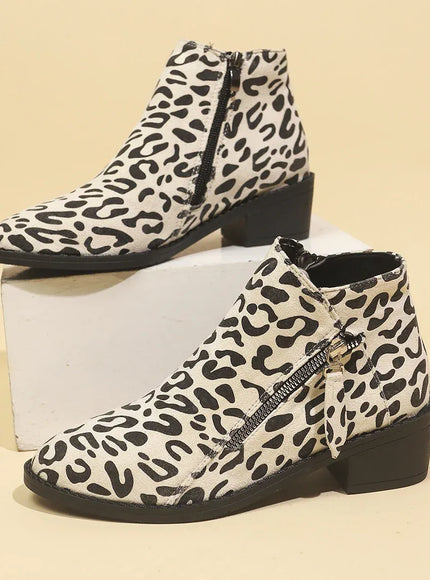 KissICON Woman Boots Leopard Print 2024 Autumn Women's Short