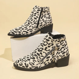 KissICON Woman Boots Leopard Print 2024 Autumn Women's Short
