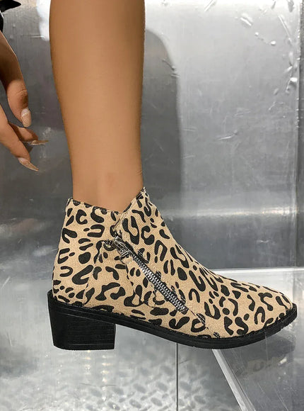 KissICON Woman Boots Leopard Print 2024 Autumn Women's Short