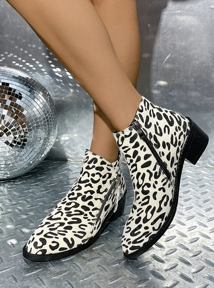 KissICON Woman Boots Leopard Print 2024 Autumn Women's Short