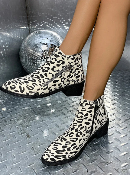 KissICON Woman Boots Leopard Print 2024 Autumn Women's Short