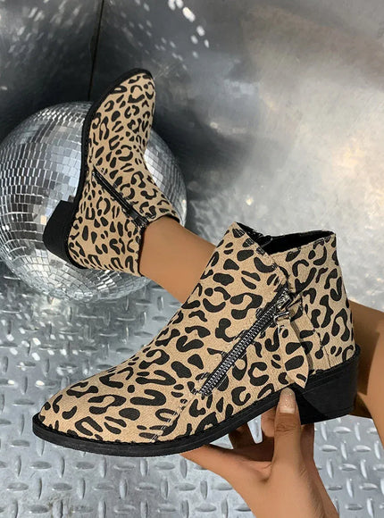 KissICON Woman Boots Leopard Print 2024 Autumn Women's Short