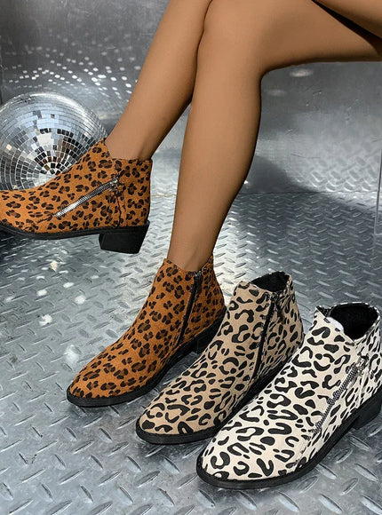 KissICON Woman Boots Leopard Print 2024 Autumn Women's Short