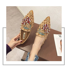 KissICON Woman Flats Shoes Rhinestone Cherry 2025 Spring New