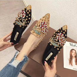KissICON Woman Flats Shoes Rhinestone Cherry 2025 Spring New