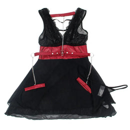 KissICON Woman Lady V-neck Bondage Nightdress Sheer Nightie LingerieLace Nightwear Belt Skirt Sexy Black Mini Pajamas Set From M-5XL