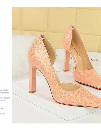 KissICON Woman Vintage Snake Print Pumps Square Toe Patent