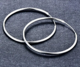 KissICON Women 100% 925 sterling silver Hoop Earring Round Circle Loop Gifts Box Packing Simple Silver Hoop Earrings Piercing