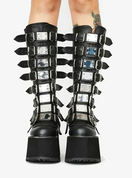 KissICON Women Boots Cosplay Ladies High Heel Platform Wedges