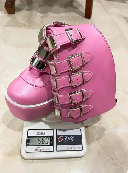 KissICON Women Boots Cosplay Ladies High Heel Platform Wedges