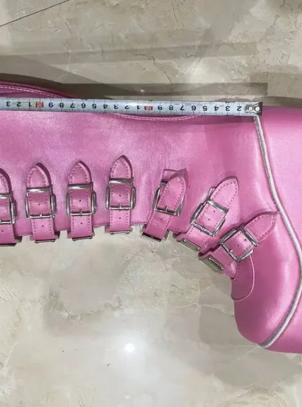 KissICON Women Boots Cosplay Ladies High Heel Platform Wedges