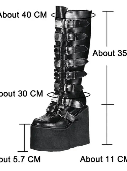 KissICON Women Boots Cosplay Ladies High Heel Platform Wedges