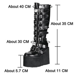 KissICON Women Boots Cosplay Ladies High Heel Platform Wedges