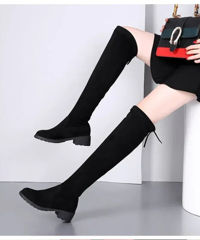 KissICON Women Boots Winter Black Over The Knee Boots