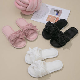 KissICON Women Bow Décor Plush Open Toe Memory Foam