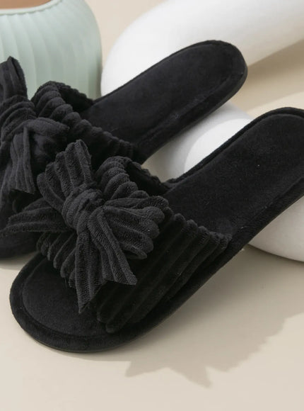 KissICON Women Bow Décor Plush Open Toe Memory Foam