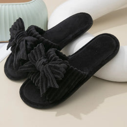KissICON Women Bow Décor Plush Open Toe Memory Foam