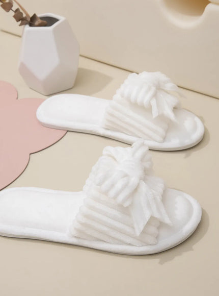 KissICON Women Bow Décor Plush Open Toe Memory Foam